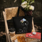 MASQ Premium ToteBag for Women with Zipper | Embroidered Foldable Shoulder Bag with Multiple Pockets | Spacious Handbag for College & Office | Eco-Friendly & Reusable (AP_TB_Tiaraa_Dog_01)