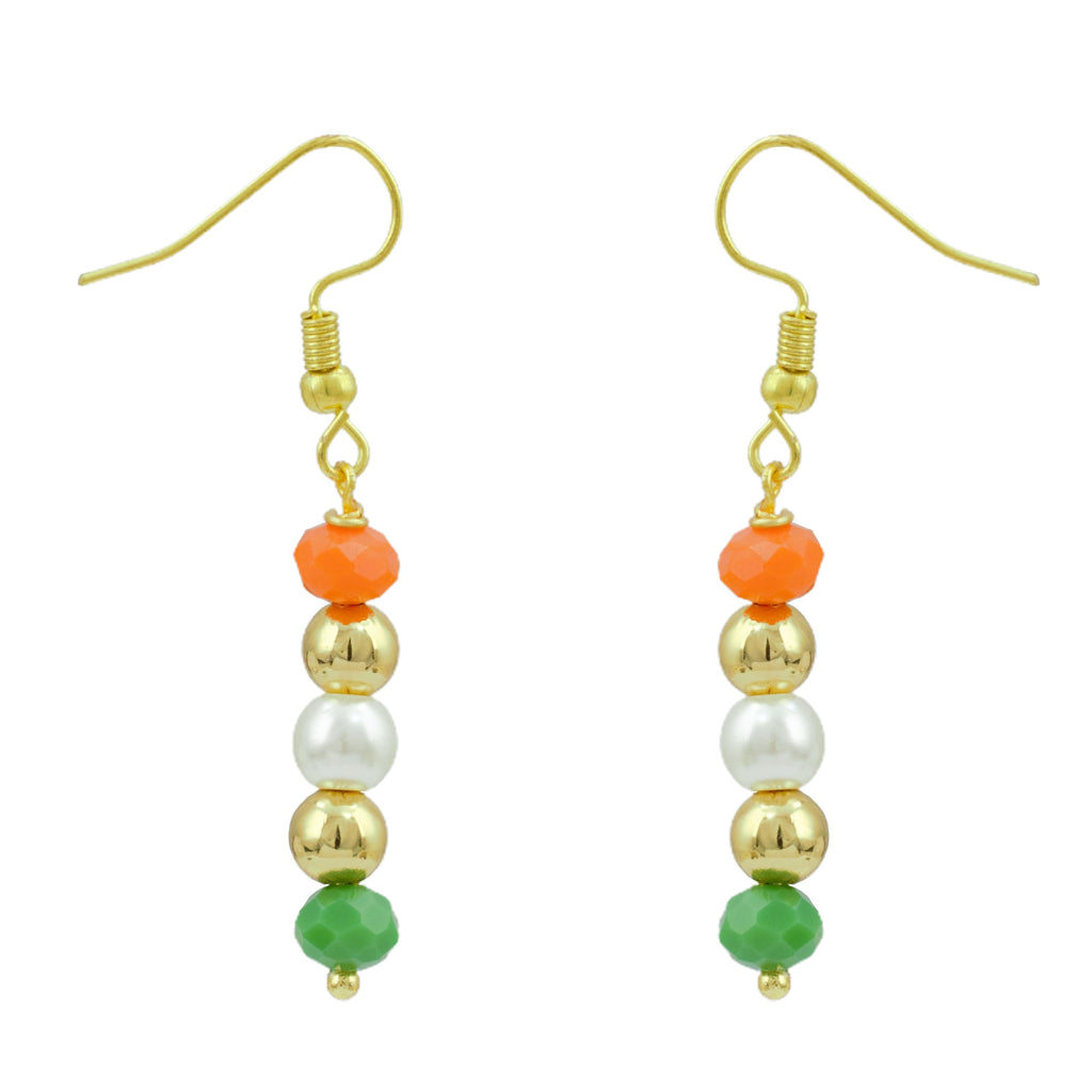 JFL -Jewellery for Less Handmade Tricolour Pearl and Beaded Necklace Set for Women & Girls | Inspired Jewellery | Independence Day & Republic Day Accessories