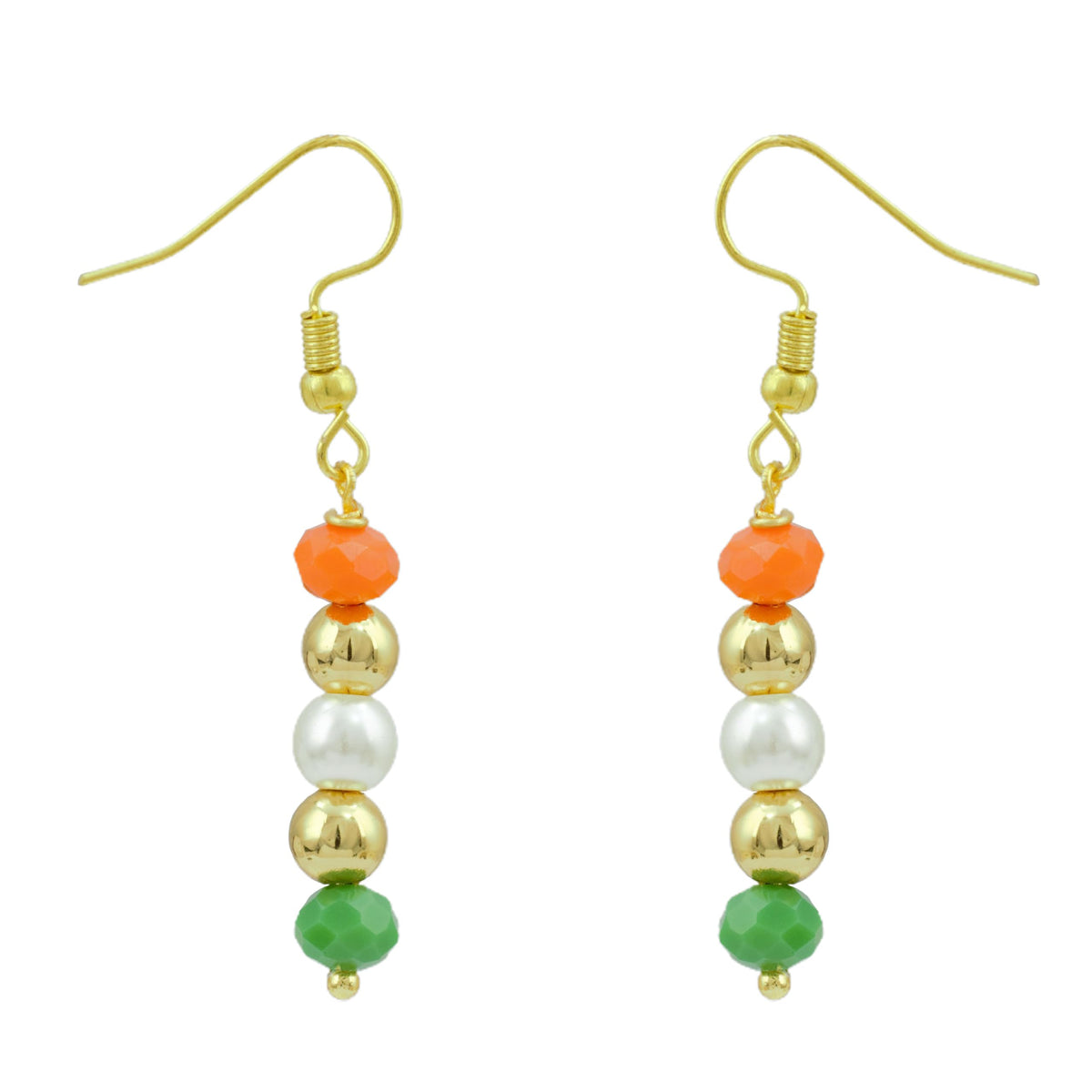 JFL -Jewellery for Less Handmade Tricolour Pearl and Beaded Necklace Set for Women & Girls | Inspired Jewellery | Independence Day & Republic Day Accessories