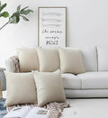 Khooti Jute Cushion Cover | 20x20-inch, Light Linen - | Set of 5 | Throw Pillow Cover for Couches, Chairs, Sofas, Beds, Coffee Tables, Living Rooms, Bedrooms, Modern Boho Design