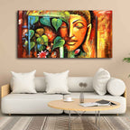 VIBECRAFTS Canvas Paintings for Living Room Drawing Room Divine Gautam Buddha Face Canvas Wall Painting Fitted With Wooden Frame For Home | Office | Living Room | Gift (PTVCH_2493)