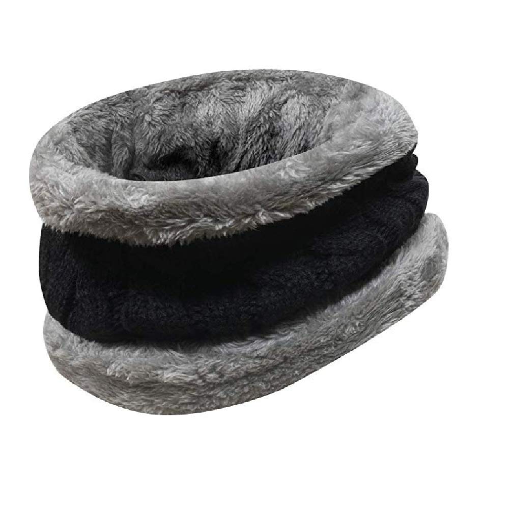 Alexvyan Winter Neck Scarf Soft Warm Snow Proof Knitted (Inside Fur) Woolen Scarf for Women Girl Boys Man (Black)