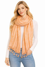 ZEN APPAREL Soft Viscose Fabric Jacquard Scarf, Stole, Shawl (Peach)