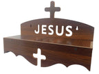 Wooden Jesus Cross Wall Shelf Christian Prayer Stand Home Decor Handmade Religious Temple Shelf for Church Living Room Bedroom Gift Festival House Office Spiritual Display