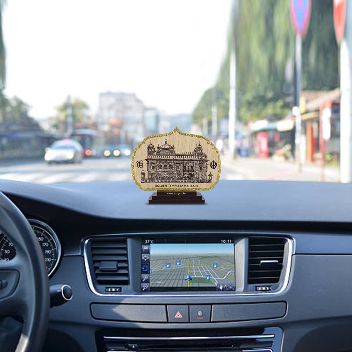 STRYCO Golden Temple Photo | Carved Wooden Photo | CAR Temple | SRI HARMANDIR Sahib | DARBAR Sahib | Sikh Gift Ideas | Gifts | Punjabi Decor- 10 cm Wide