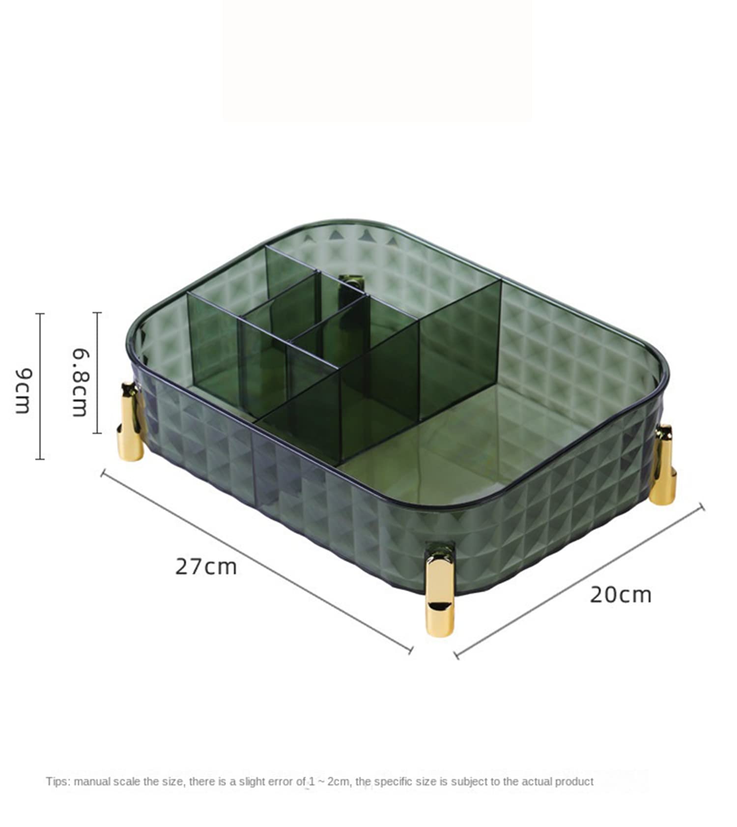 House of Quirk Acrylic Transparent Rectangular Decorative Tray, Vanity Tray, Bathroom Tray For Jewelry, Perfume, Coffee, Candle, Cosmetic (Green)