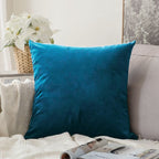 Khooti Velvet Cushion Cover, 20 x 20 Inches | Sea Blue | Pack of 1 | Solid Plain Soft & Smooth, Decorative Cushion Covers for Living Room, Bedroom, Couches, Chairs, Sofas, Beds & Home Decor
