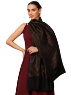 Pashmoda Women Golden Eclipse Reversible Zari Moonlight Fine Wool Stole (Size : 28x80in, 71X203cm) ZSST03