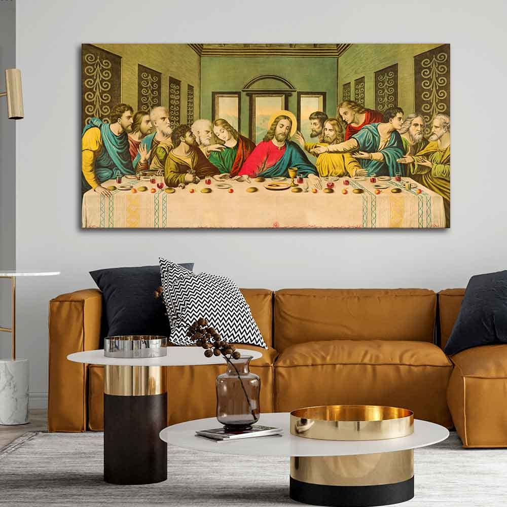 VIBECRAFTS Canvas Paintings for Living Room Drawing Room The Last Supper Of Chirst In Church Canvas Wall Painting Fitted With Wooden Frame For Home | Office | Living Room | Gift (PTVCH_2469)