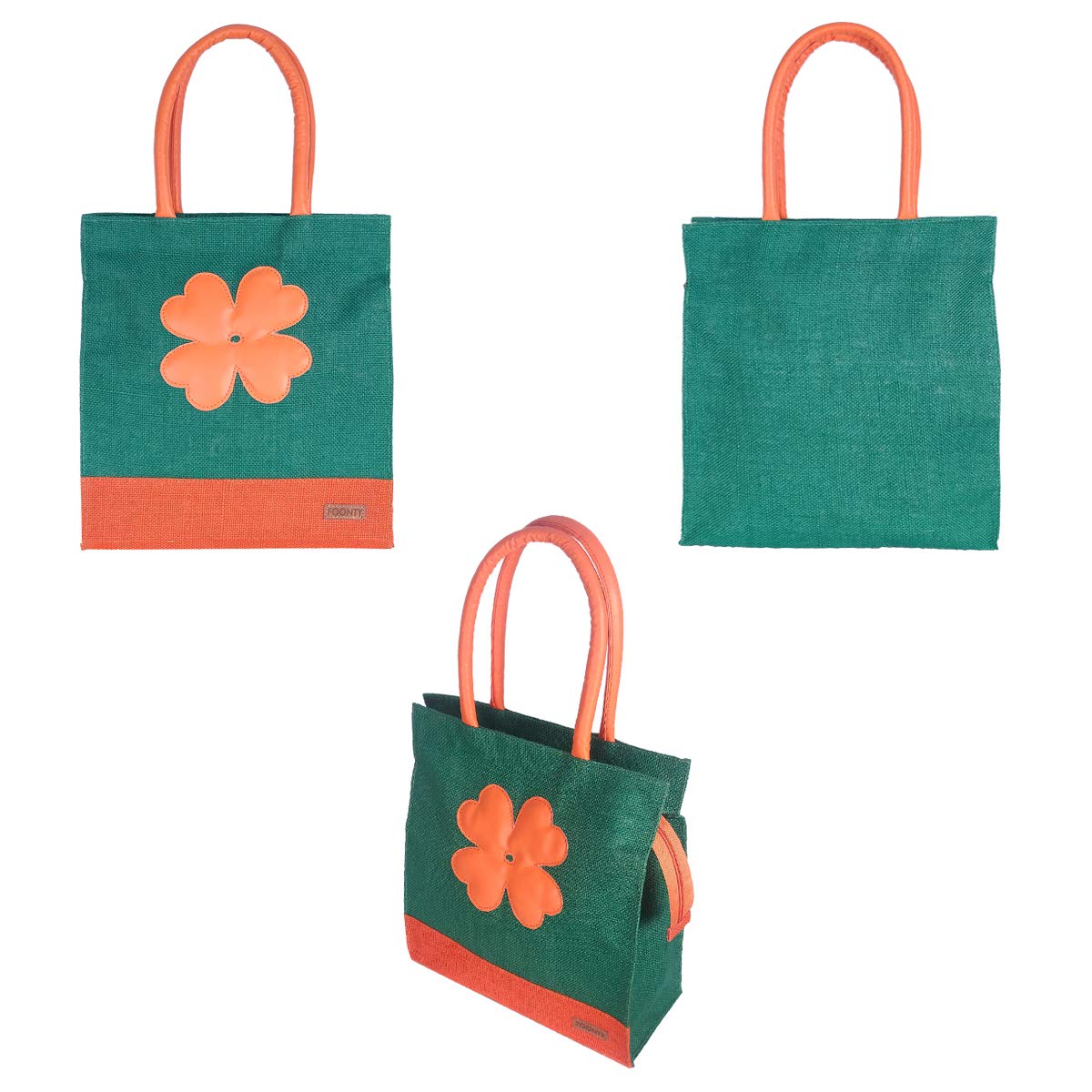 Foonty Exclusive Sunflower Daily Use Jute Lunch Bag(Green,FFFWB6015B)