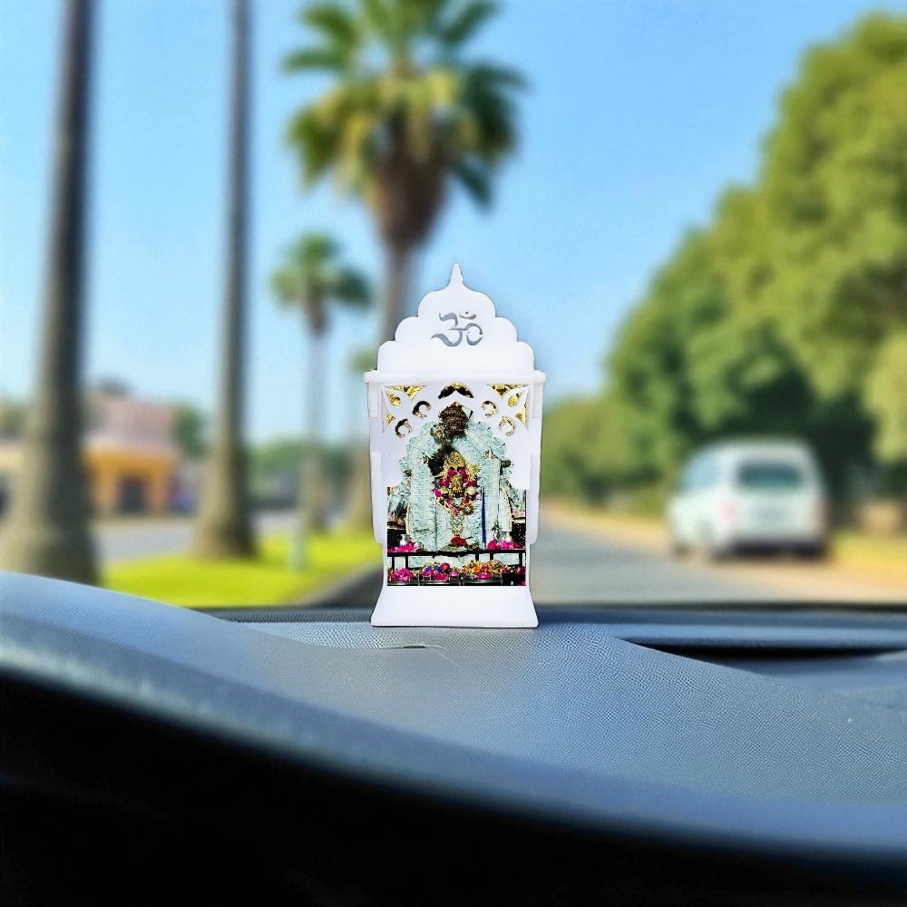 Niya KRAFTS White Acrylic Sanwariya Seth Temple Shrine, 10x10x 4 cm, Traditional Hindu Religious Altar for Home, Wall Mountable