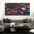 VIBECRAFTS Canvas Paintings for Living Room Drawing Room Canvas Folk Art Painting of Animals in Dark Forest for Home|Office|Gift(PTVCH_2400)(48 x 24 Inches)