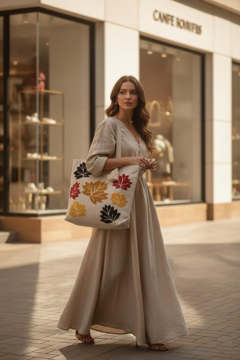 OLL OO LA LA BEAUTY Canvas Tote Bag for Women | Tote Bag | Pinterest Shoulder Bag | Cotton Shoulder Bag | Boho Tote Bags | Casual Daily Use Handbag for Office, College, Shopping & Travel - DGSN-09