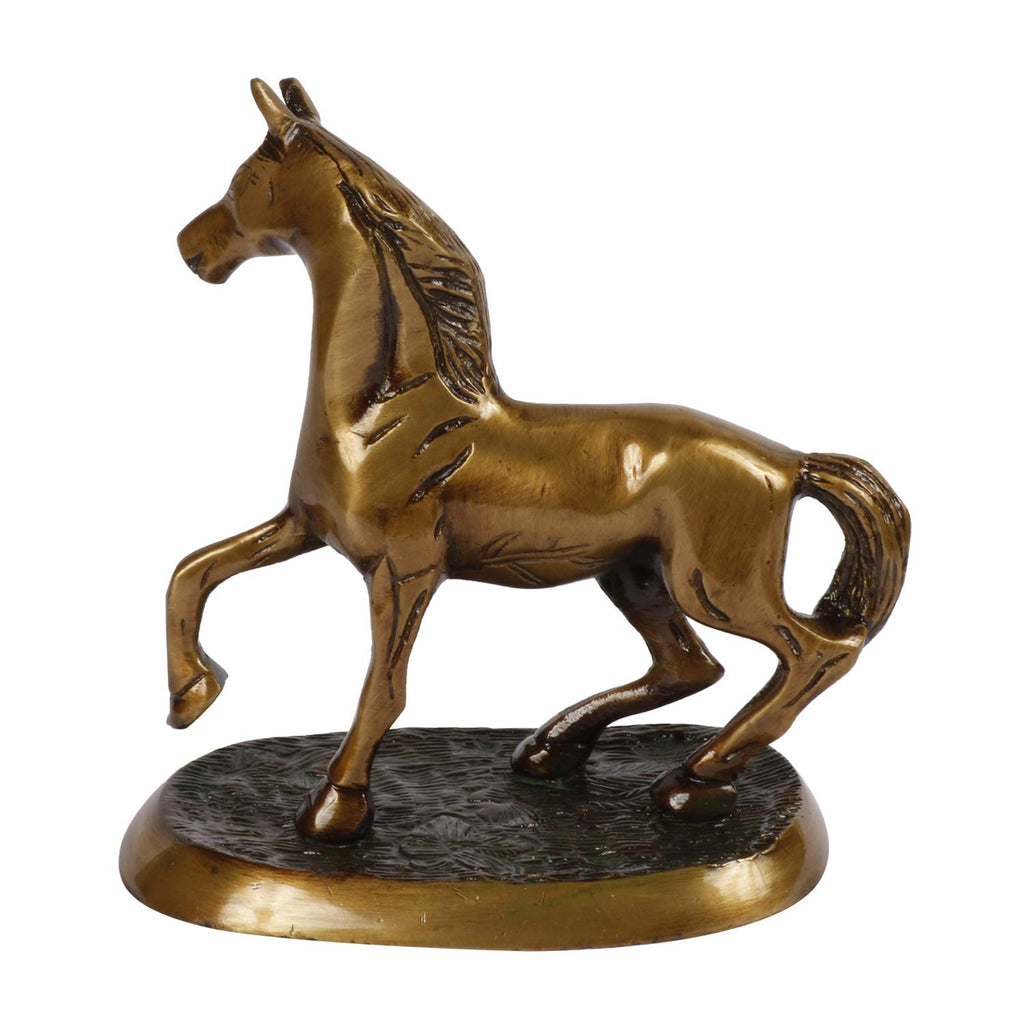 ARTVARKO Running Horse Statue Brass Animal Feng Shui Home Office Decor Showpiece Paper Weight Good Luck for Success and Prosperity.