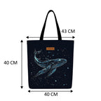 The Purple Tree Eco-Friendly Canvas Tote Bag, Sustainable, Reusable Shopping, Beach, Travel or Everyday Tote, Wide Tote Bag, Cosmic Whale
