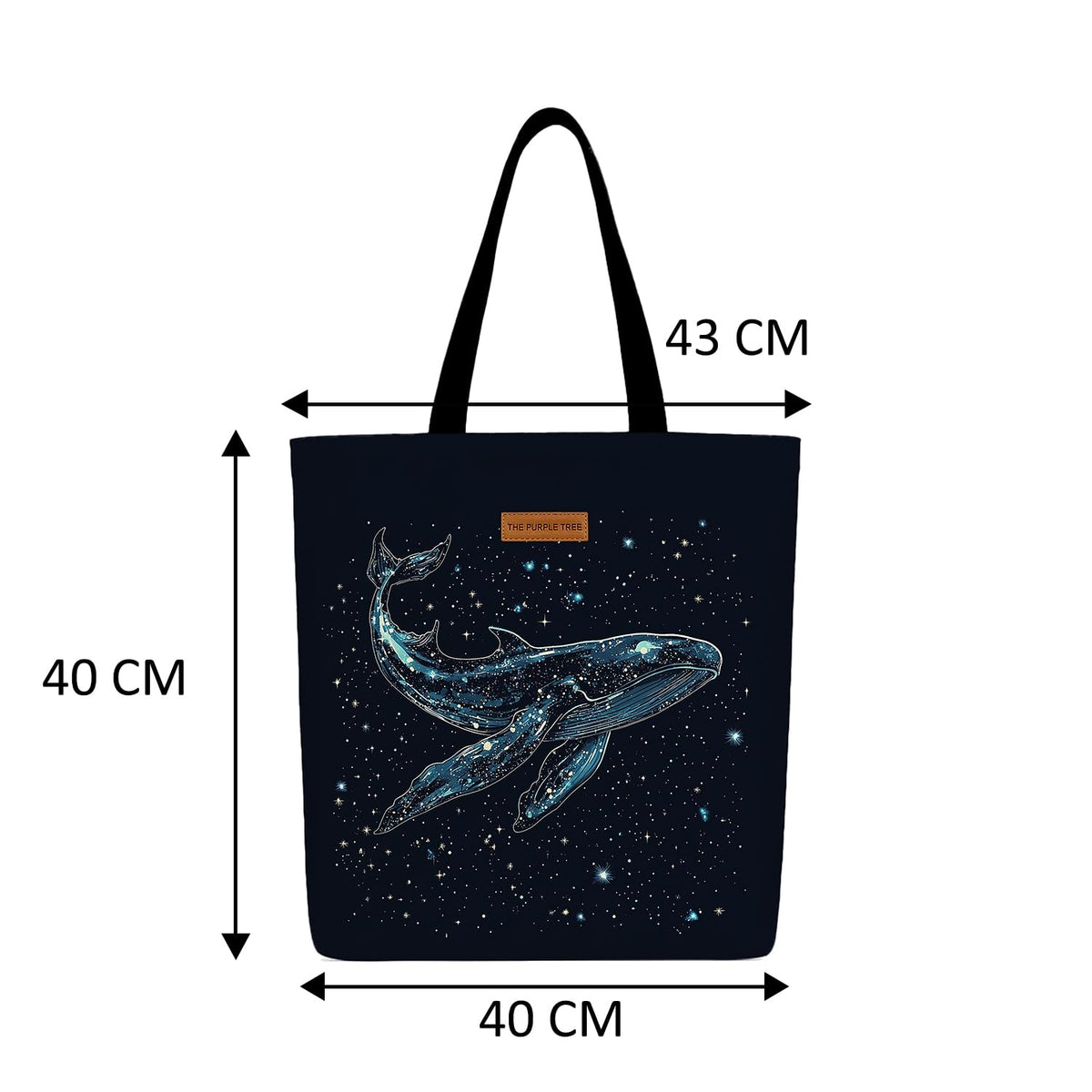 The Purple Tree Eco-Friendly Canvas Tote Bag, Sustainable, Reusable Shopping, Beach, Travel or Everyday Tote, Wide Tote Bag, Cosmic Whale
