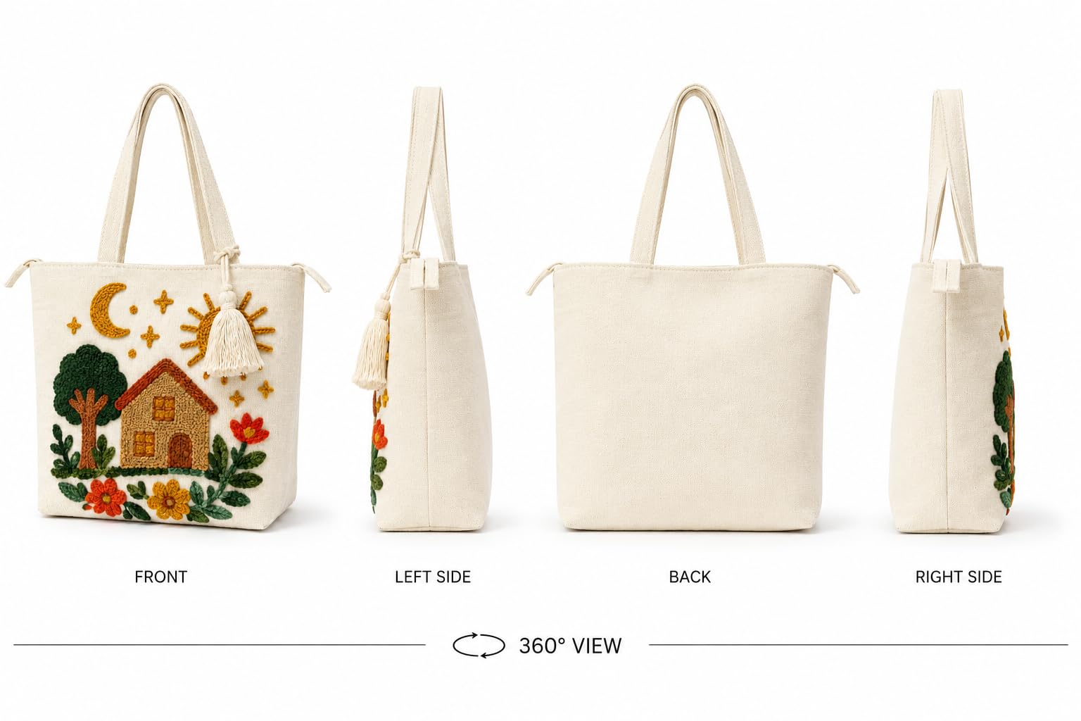 OLL Floral Canvas Tote Bag for Women | Pinterest Viral Aesthetic Tote Bag | 15x15 Inch Large Reusable Shoulder Bag | Summer Casual Daily Use Handbag for Office, College, Shopping & Travel - DGSN-19