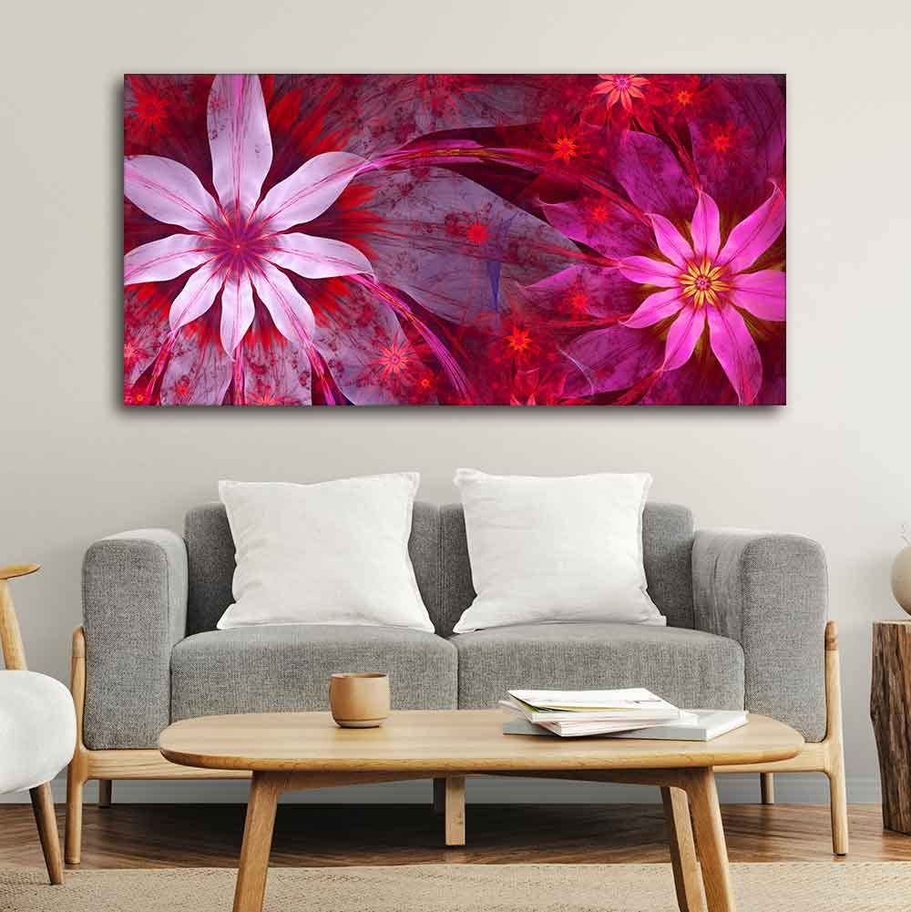 VIBECRAFTS Exotic looking Flowers with Natural 3D Leaves Premium Canvas Wall Painting With Frame for Living Room Drawing Room Home|Office|Gift (PTVCH_2221)