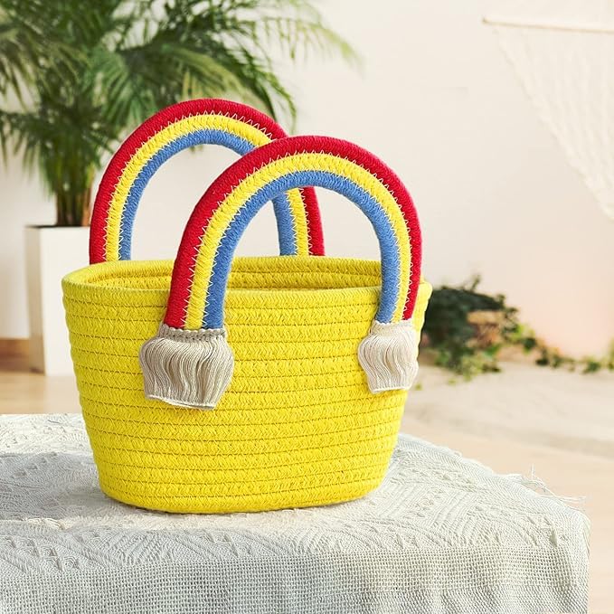 BEAUTIFUL HOMMIES Attractive Hand Bag | large Tote Bag | Summer Bag | Bucket Bag | Basket Bag | Bamboo Tote | Beach Bags for Women | Boho Bag| jute Bag | Handmade Bag|Sling Bag (Yellow)