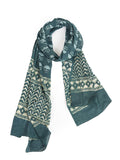 RAI SAHAB Printed Cotton Scarf for Women, Lightweight Soft Scarves Stoles for Summer & Winter(ST-83GREEN10)
