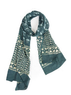 RAI SAHAB Printed Cotton Scarf for Women, Lightweight Soft Scarves Stoles for Summer & Winter(ST-83GREEN10)