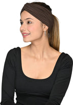 The Headscarves Bamboo Viscose Beautiful Gathered Headband For Women's (SS411_Brown)