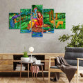 VIBECRAFTS Radha Krishna in Forest Wall Painting Set of Five For Home|Office|Living Room|Gift (PTVC5Pcs1_5535)