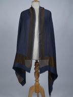 VIC Cashmere Fine Wool Zari Border Reversible Stole – Different Colors, 70×200 cm | Luxury Soft Designer Wrap | VIC-CFW-ZRWB72 (Navy)