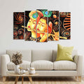 VIBECRAFTS Radha Krishna with Flute Set of Five Pieces Wall Painting For Home|Office|Living Room|Gift (PTVC5Pcs2_6577)