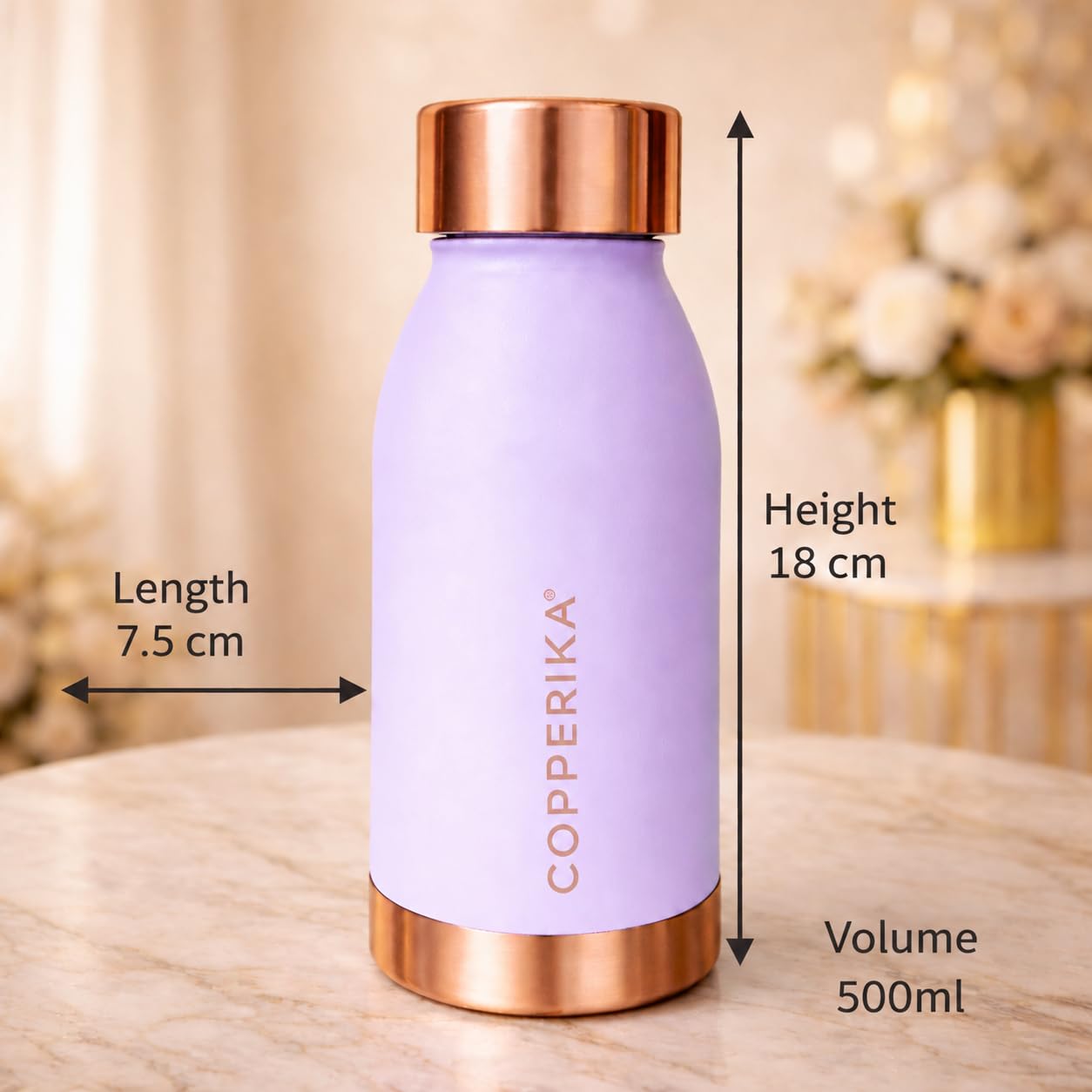 Copperika® Printed 100% Pure Copper Water Bottle 500ml + 2 COPPER TONGUE CLEANER FREE (PACK OF 2) Original Heavy Build | Gift Item | Marriage | Return Gift Item For ALL Users