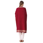 BRAVEZI Women's Woolen Solid Self Design Border Shawl (Maroon)