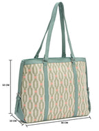 PRIMROSE Chevron Pattern Tote Bag for Women, Black and Beige (Mint & Beige)