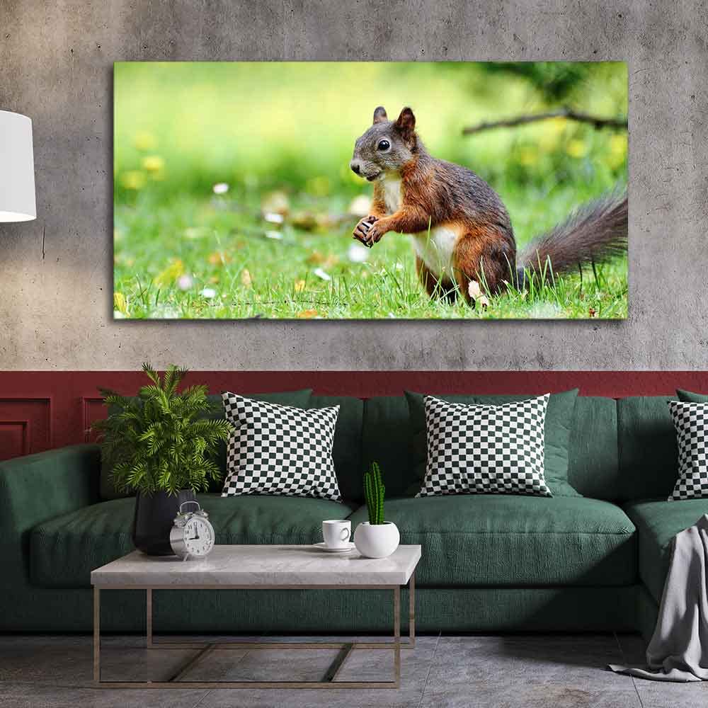 VIBECRAFTS Canvas Paintings for Living Room Drawing Room Little Squirrel In The Park Premium Wall Painting Wall Painting Fitted with Wooden Frame for Home | Office | Gift (PTVCH_2321)