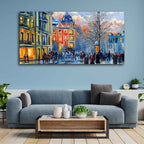 VIBECRAFTS Canvas Paintings for Living Room Drawing Room Old City In Winter Canvas Wall Painting Fitted With Wooden Frame for Home | Office | Gift (PTVCH_2446)