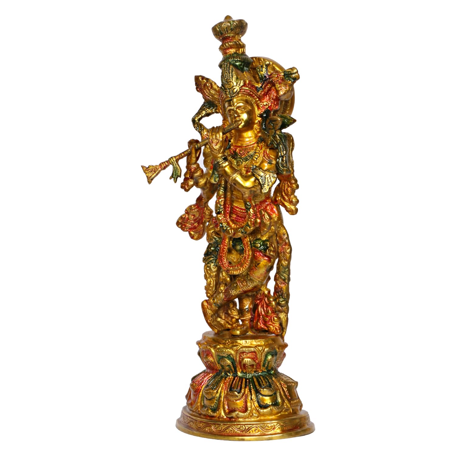 ARTVARKO Brass Krishna Idol Murli Krishan Bhagwan Statue Murti Gift Home Decor God Deity Lord Krishna Idol Statue Religious Height 15 Inches