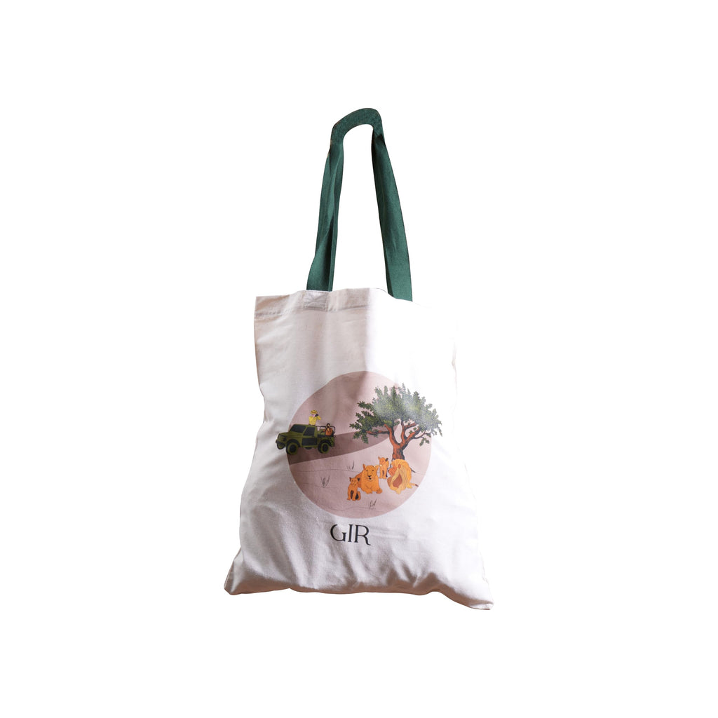 ALGAARI Safari | Gir Reusable Shopping Bag Canvas Tote Bag for Grocery Shoulder Handbag Travel Bag for Men and Women | Ecofriendly Cotton Tote Bags | 100% Organic Cotton | Large Capacity Handbag