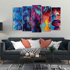 VIBECRAFTS Beautiful Girl Abstract Art wall Painting of Five Pieces For Home|Office|Living Room|Gift (PTVC5Pcs2_6599)