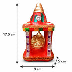Cyan Collection Terracotta Clay Mitti Decorative Hatri Lakshmi Ganesh Square Shape Diwali Temple Mandir for Diwali Puja/Pooja, Home Decoration - Size H18 CM x W9 CM x L9 CM (Pack of 1) (18 CM)