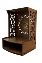WIZZARTPRINTS Beautiful Wooden Pooja Stand for Home Mandir with LED Spot Light | Wall Mounted Temple for Home and Office | Compact Wooden Puja Mandir Desing 3