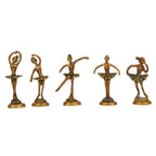 ARTVARKO Brass Beautiful Dancing Lady Idol Home Décor Showpieces Ladies Statue Set of 5 Statues.(Greenish Gold)