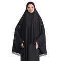 Muslim Hijab for Women Instant Big Hijab Khimar Abaya 1pc Soft Lace Scarf, Black, Large