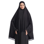 Muslim Hijab for Women Instant Big Hijab Khimar Abaya 1pc Soft Lace Scarf, Black, Large