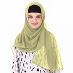 MyBatua Long Hijab in Breathable Soft Georgette large Head Wrap, Wholesale Price, 1pc Scarf HJ-020 (50x180 cm, Pale Olive)