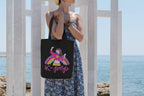 YaYaCafe BTS Printed Canvas Cotton Black Tote Bag with Zipper for Women & Girls