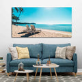VIBECRAFTS Canvas Paintings for Living Room Drawing Room wall Painting of Beautiful Beach with Chair & Blue Sky for Home|Office|Gift(PTVCH_2385N)