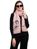 Pick Ur Needs Women Winter Woolen Muffler with Trendy Patch Design Soft Warm Knitted Scarf for Girls & Ladies Stylish Casual Mufflers (Baby Pink)