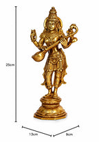 ARTVARKO Brass Goddess Maa Saraswati Statue Standing Education Study Vidya Devi Idol Spiritual Puja Vastu Showpiece Religious Murti Sculpture Knowledge Music & Art 10 Inches