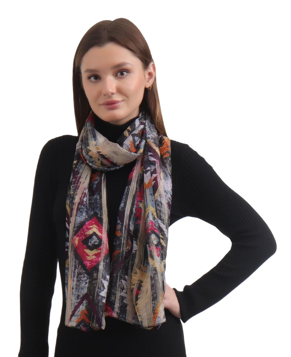 EH 100% Pure Mulberry Silk Scarf for Women, head scarf, neck scarf, hair scarf, digital printed long (22 X 72) (MC 3)
