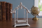 KridayKraft Silver Plated Laddu Gopal Jhula with Elephant & Peacock Arch | Metal Swing/Palna for Janmashtami, Kanha Ji & Home Mandir Decor (19 x 20 cm)