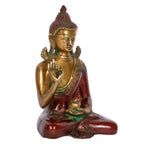 ARTVARKO Brass Lord Buddha Blessing in Abhaya Mudra Statue Idol Cherry Gold Finish 6 Inches
